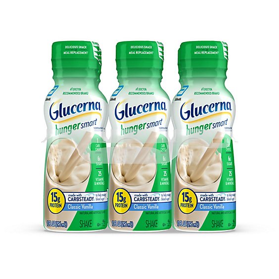 Glucerna Hunger Smart Diabetes Nutritional Shake Ready To Drink Homemade Vanilla - 6-10 Fl. Oz.