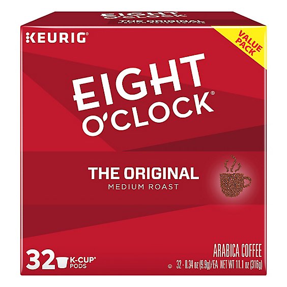 Eight O Clock Coffee Arabica K-Cup Pods Medium Roast The Original - 32-0.34 Oz