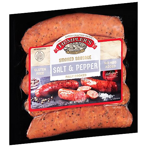 Hemplers Salt And Pepper Pork Smoked Sausage - 1 Lb