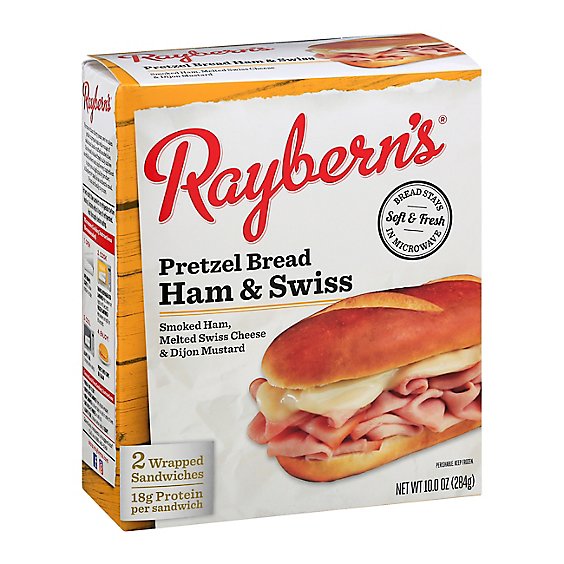 Rayberns Sandwiches Pretzel Bread Ham And Swiss 2 Count - 10 Oz