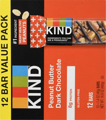 KIND Peanut Butter Dark Chocolate Gluten Free Snack Bars - 12-1.4 Oz - Image 7