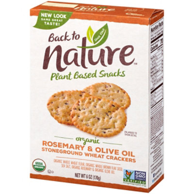 back to NATURE Organic Crackers Stoneground Wheat Rosemary Olive Oil - 6 Oz - Image 3