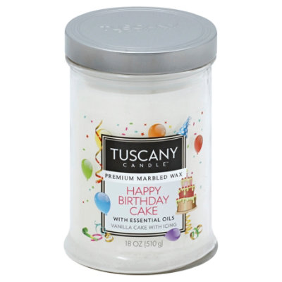 Tuscany Candle Premium Marbled Wax Candle Happy Birthday Cake - 18 Oz - Image 1