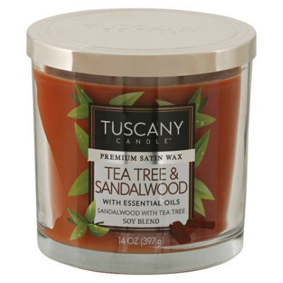 Tuscany Candle Premium Satin Wax Candle Soy Blend Tea Tree & Sandalwood - 14 Oz