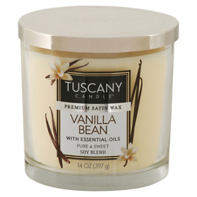 Tuscany Candle Premium Satin Wax Candle Soy Blend Vanilla Bean - 14 Oz - Image 1