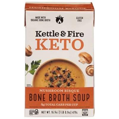 Kettle & Fire Soup Mushroom Bisque With Chicken Bone Broth - 16.9 Oz