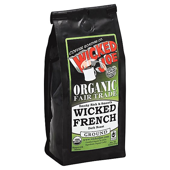 Wicked Joe Coffee Organic Dark Roast Ground Wicked French - 12 Oz