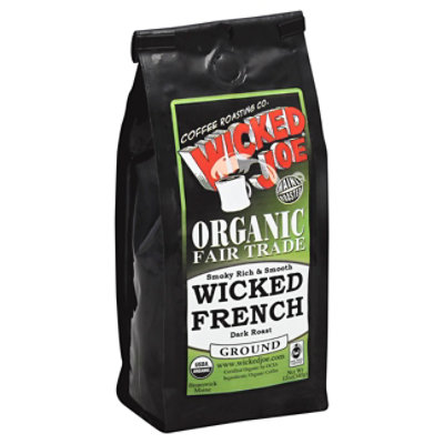 Wicked Joe Coffee Organic Dark Roast Ground Wicked French - 12 Oz