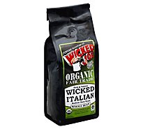 Wicked Joe Coffee Organic Medium Dark Roast Whole Bean Wicked Italian - 12 Oz