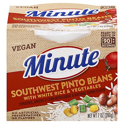 Minute Vegan Pinto Beans Southwest With White Rice And Vegetables - 7 Oz - Image 3