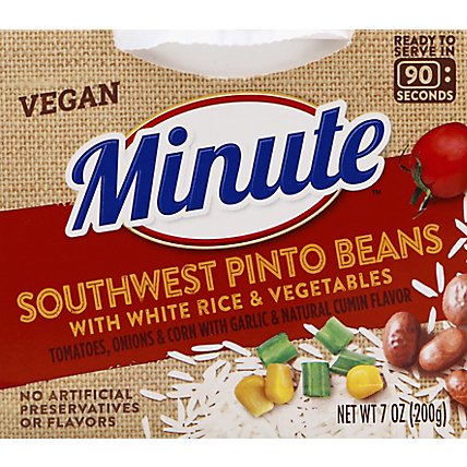 Minute Vegan Pinto Beans Southwest With White Rice And Vegetables - 7 Oz - Image 2