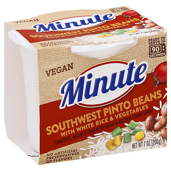 Minute Vegan Pinto Beans Southwest With White Rice And Vegetables - 7 Oz