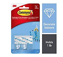 Command Hook 2 Clear Hooks With 4 Clear Strips Small - Each