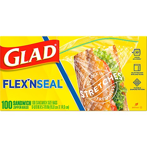glad sandwich zipper flex count seal bags