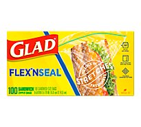 Glad Flex N Seal Food Storage Sandwich Plastic Bags - 100 Count