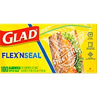 Glad Flex N Seal Food Storage Sandwich Plastic Bags - 100 Count - Image 1