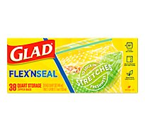 Glad Flex N Seal Food Storage Plastic Bags Quart - 38 Count