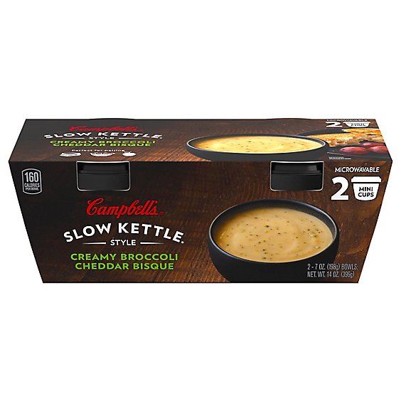 Campbells Slow Kettle Style Soup Creamy Broccoli Cheddar Bisque - 2-7 Oz