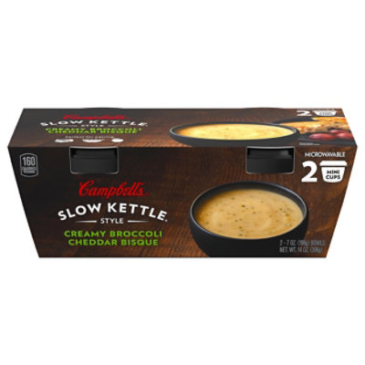 Campbells Slow Kettle Style Soup Creamy Broccoli Cheddar Bisque - 2-7 Oz