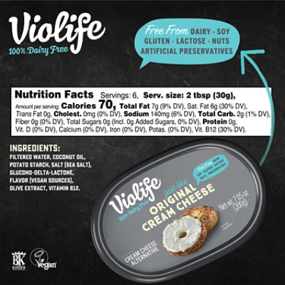 Violife Just Like Cream Cheese Original Dairy-Free Vegan - 7.05 Oz - Image 6