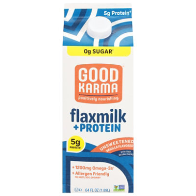 Good Karma Flaxmilk Omega 3 + Protein Unsweetened Vanilla Half Gallon - 1.89 Liter - Image 3