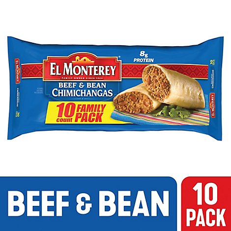 El Monterey Beef & Bean Chimichangas Family Size 10 Count - 40 Oz