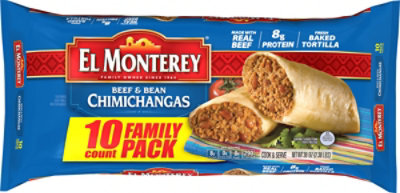 El Monterey Beef & Bean Chimichangas Family Size 10 Count - 40 Oz