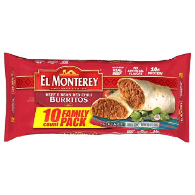 El Monterey Beef & Bean Red Chili Burritos 10 Count - 40 Oz