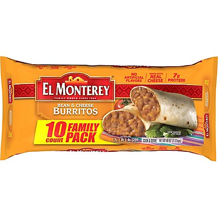 El Monterey Bean & Cheese Burritos Family Size 10 Count - 40 Oz - Image 2