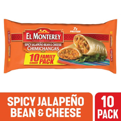 El Monterey Spicy Jalapeño Bean & Cheese Chimichangas Family Size 10 Count - 38 Oz