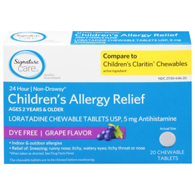 Signature Care Allergy Relief Child Grape Chewable Tab - 20 Count