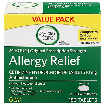 Signature Care Allergy Relief Cetirizine Tabs - 180 Count - Image 3