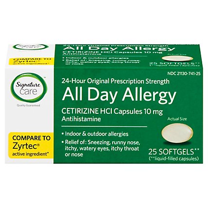 Signature Care Allergy Cetirizine Softgels 10mg - 25 Count - Image 3