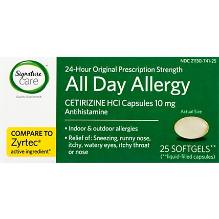 Signature Care Allergy Cetirizine Softgels 10mg - 25 Count - Image 2