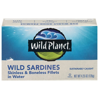 Wild Planet Sardines Skinless & Boneless Fillets In Water - 4.25 Oz