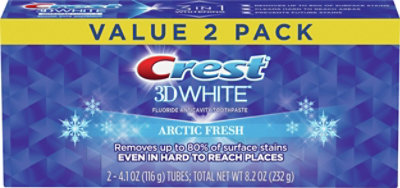 Crest 3D White Toothpaste Fluoride Anticavity Whitening Arctic Fresh - 2-4.1 Oz - Image 2