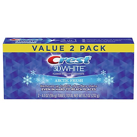Crest 3D White Toothpaste Fluoride Anticavity Whitening Arctic Fresh - 2-4.1 Oz