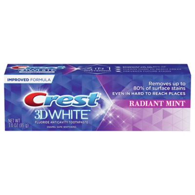 Crest 3D White Toothpaste Fluoride Anticavity Whitening Radiant Mint - 3 Oz