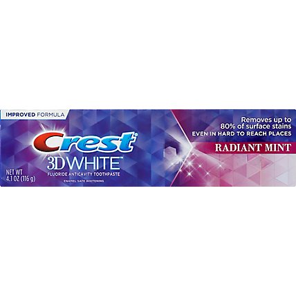 Crest 3D White Toothpaste Fluoride Anticavity Whitening Radiant Mint - 4.1 Oz - Image 2