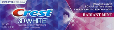 Crest 3D White Toothpaste Fluoride Anticavity Whitening Radiant Mint - 4.1 Oz - Image 2