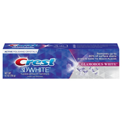 Crest 3D White Toothpaste Fluoride Anticavity Whitening Glamorous White - 4.1 Oz