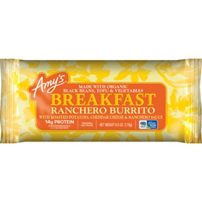 Amys Breakfast Burrito Ranchero Cheddar Cheese - 6 Oz