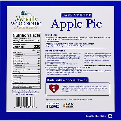 Wholly Wholesome Bake At Home Pie Apple - 26 Oz - Image 6