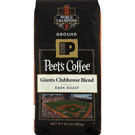 Peets Coffee Ground Dark Roast Giants Clubhouse Blend - 10 Oz