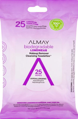 Almay Biodegradable Longwear Makeup Remover Cleansing Towelettes - 25 Count - Image 2