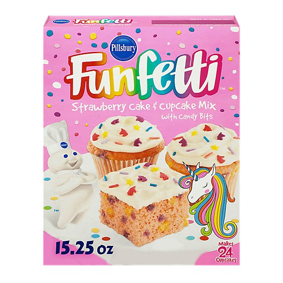Pillsbury Funfetti Cake And Cupcake Mix Strawberry With Candy Bits - 15.25 Oz