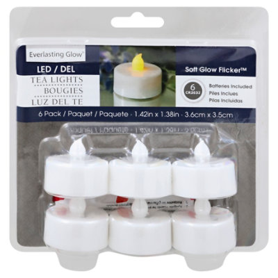 Everlasting Glow Tea Lights LED Soft Glow Flicker - 6 Count - Image 2