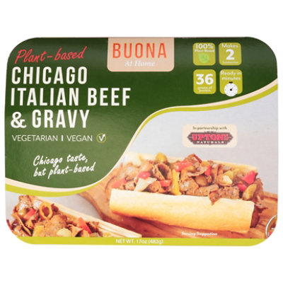 Buona Plant Based Beefless Tray Chicago Italian Beef & Gravy - 17 Oz - Image 3