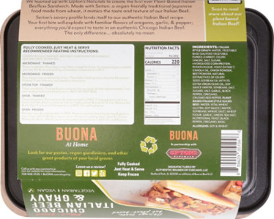 Buona Plant Based Beefless Tray Chicago Italian Beef & Gravy - 17 Oz ...