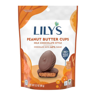 Lilys Milk Chocolate Style Peanut Butter Cups No Sugar Added Sweets Bag - 3.2 Oz - Image 1